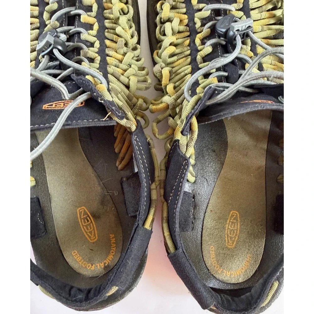 KEEN UNEEK Men's Size 14 1014619 Black Green Two Cord Sandals Outdoor